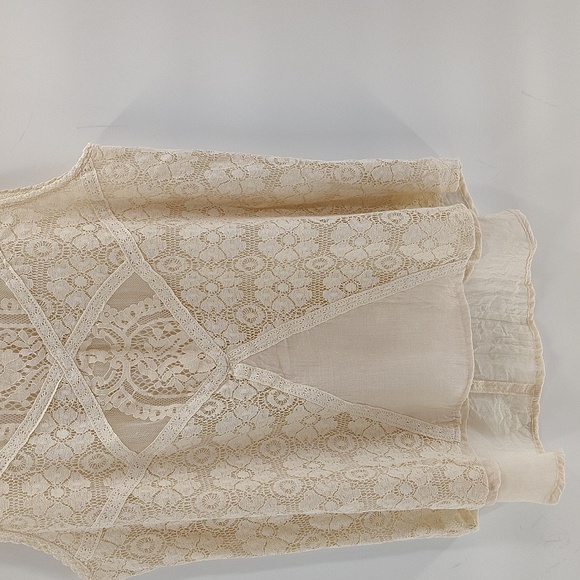 Bluheaven Cream Sleeveless Pullover Size Small Lace Gauze Summer Blouse - Picture 3 of 8